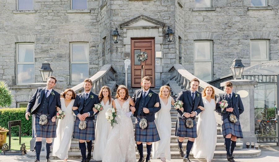 Wedding Party Outside Glenlo Abbey