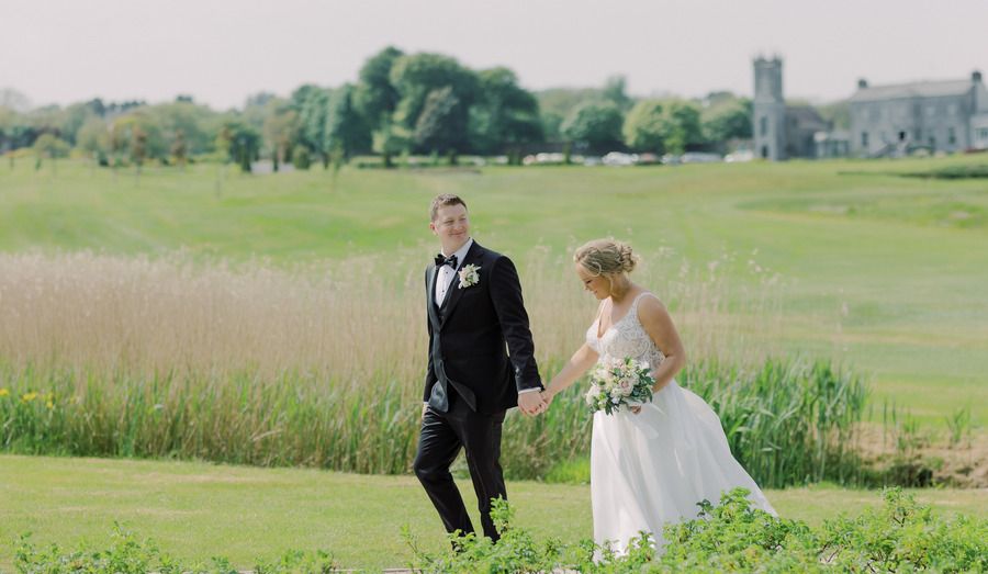 Bride & Groom with Glenlo Abbey in the Background