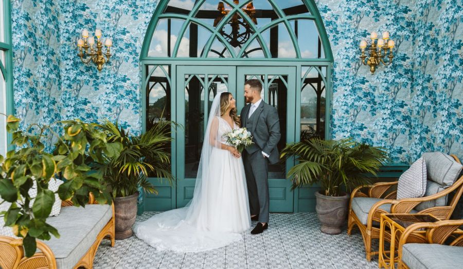 Bride & Groom in The Tapestry Room