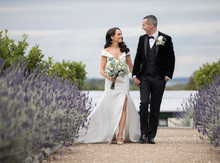 Bride & Groom Outside Glenlo Abbey