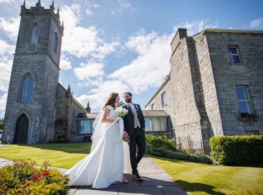 Bride & Groom Outside the Abbey